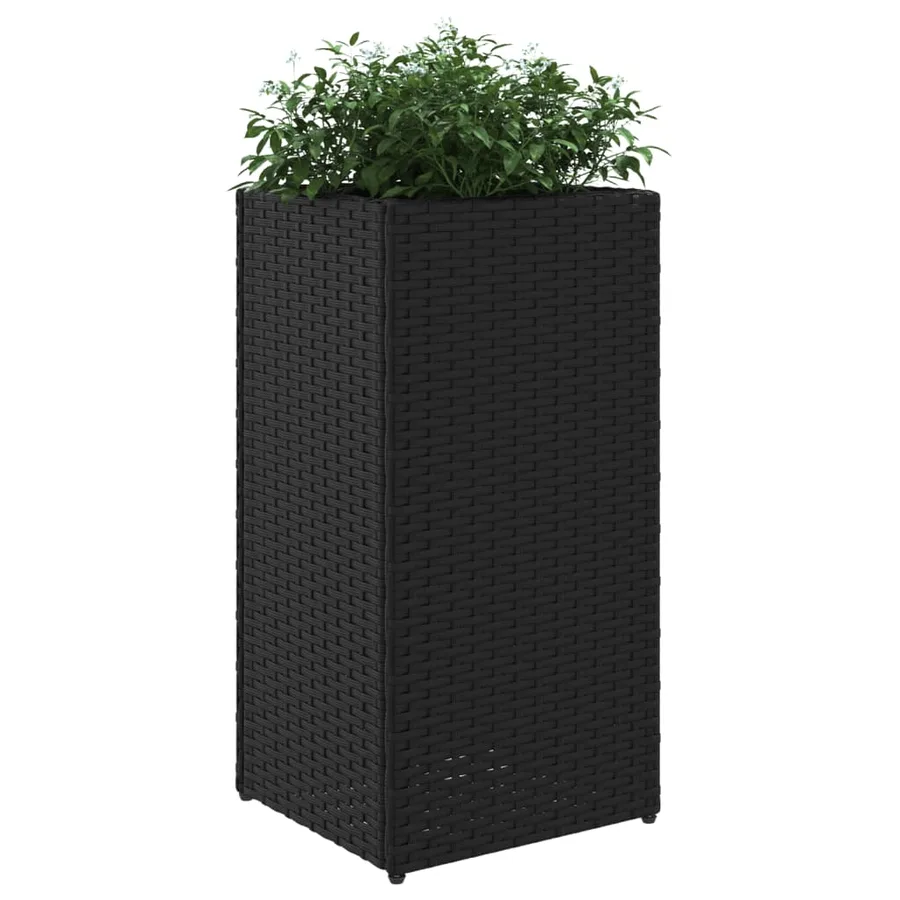 Jardinières 2 pcs noir 30x30x60 cm résine tressée - 4