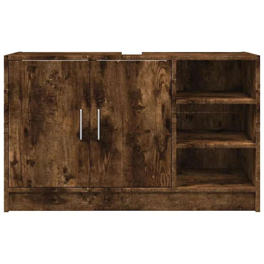 Armoire d'évier chêne fumé 90x29x55 cm bois d'ingénierie - 4
