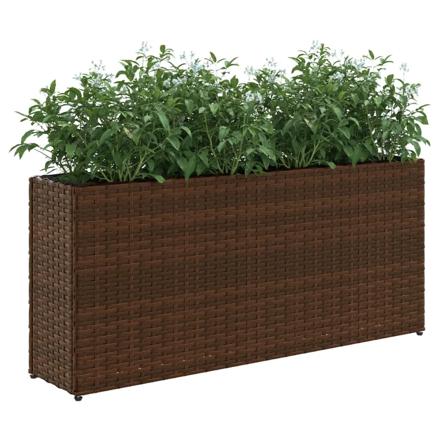 Jardinières avec 2 pots 2 pcs marron 90x20x40 cm résine tressée - 4