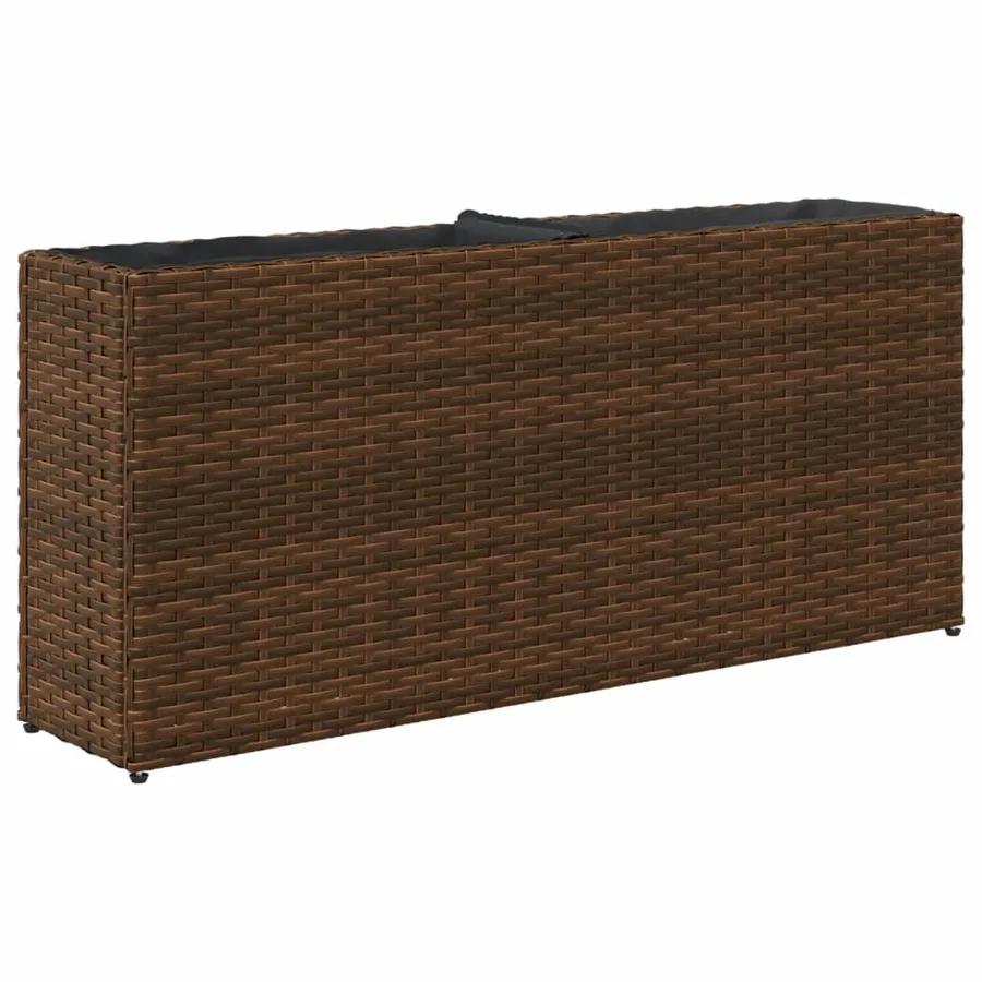 Jardinières avec 2 pots 2 pcs marron 90x20x40 cm résine tressée - 8