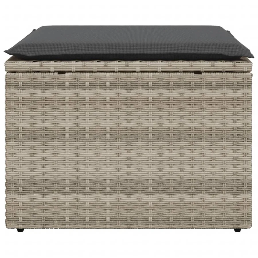 Tabouret de jardin coussin gris clair 55x55x37cm résine tressée - 4