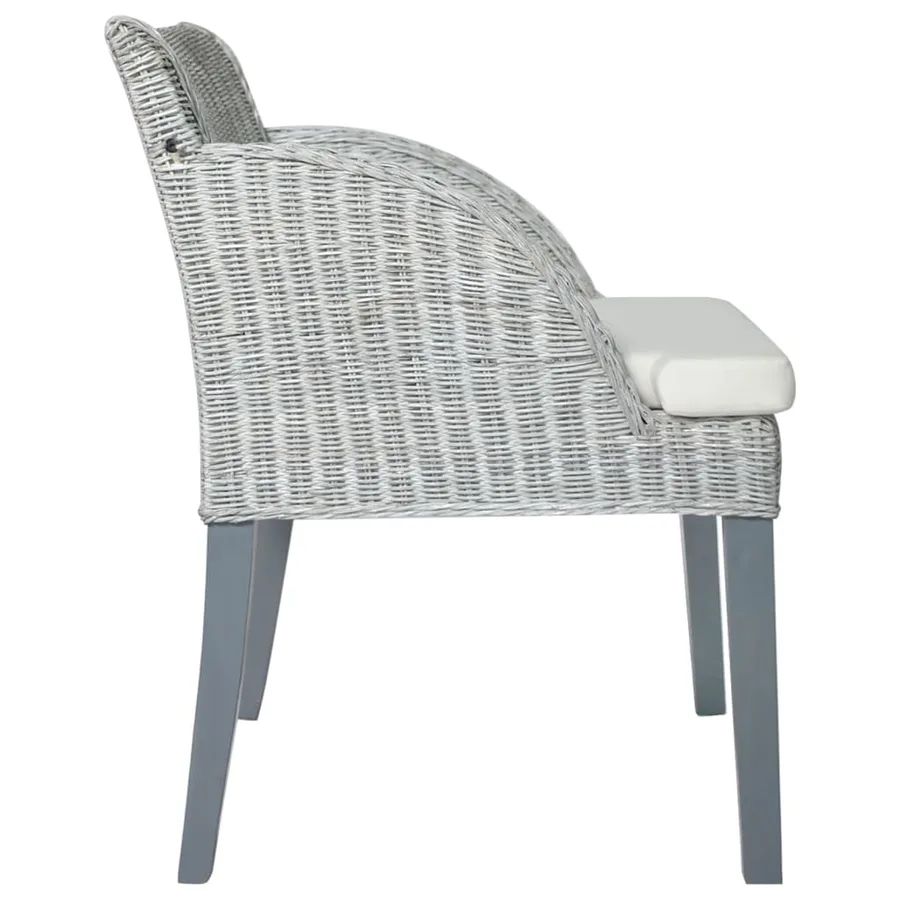 Chaise à manger avec coussin Gris Rotin naturel - 3