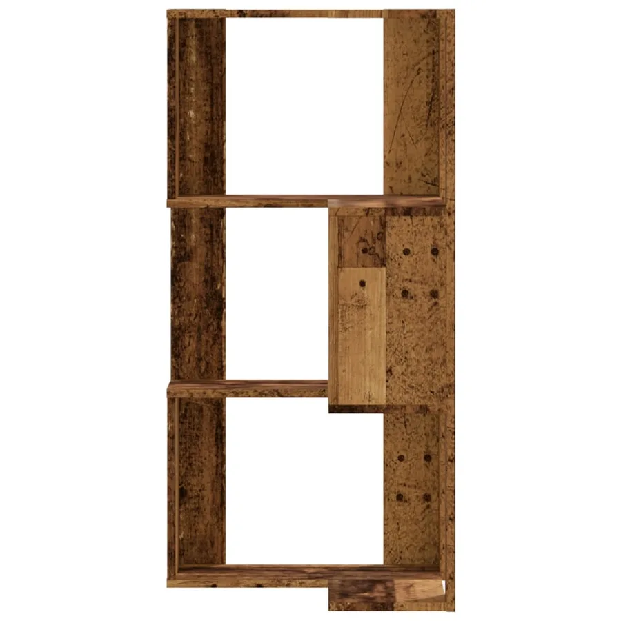 Bibliothèque d'angle à 3 niveaux vieux bois bois d'ingénierie - 4