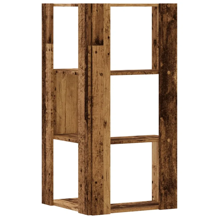 Bibliothèque d'angle à 3 niveaux vieux bois bois d'ingénierie - 6