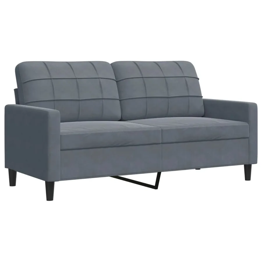 Canapé à 2 places Gris foncé 140 cm Velours - 2