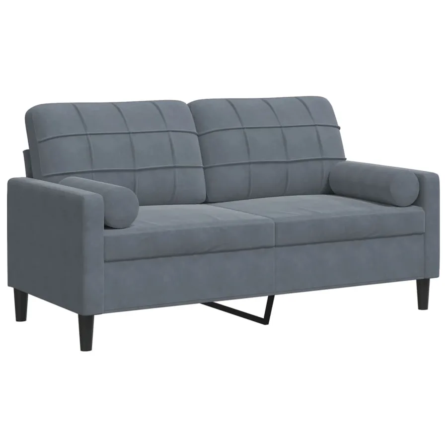Canapé 2 places avec oreillers gris foncé 140 cm velours - 2