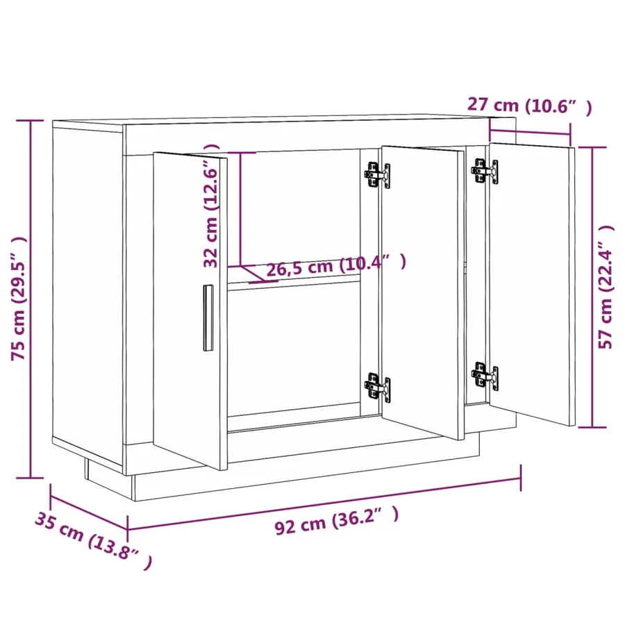 Buffet Gris béton 92x35x75 cm Bois d'ingénierie - 8