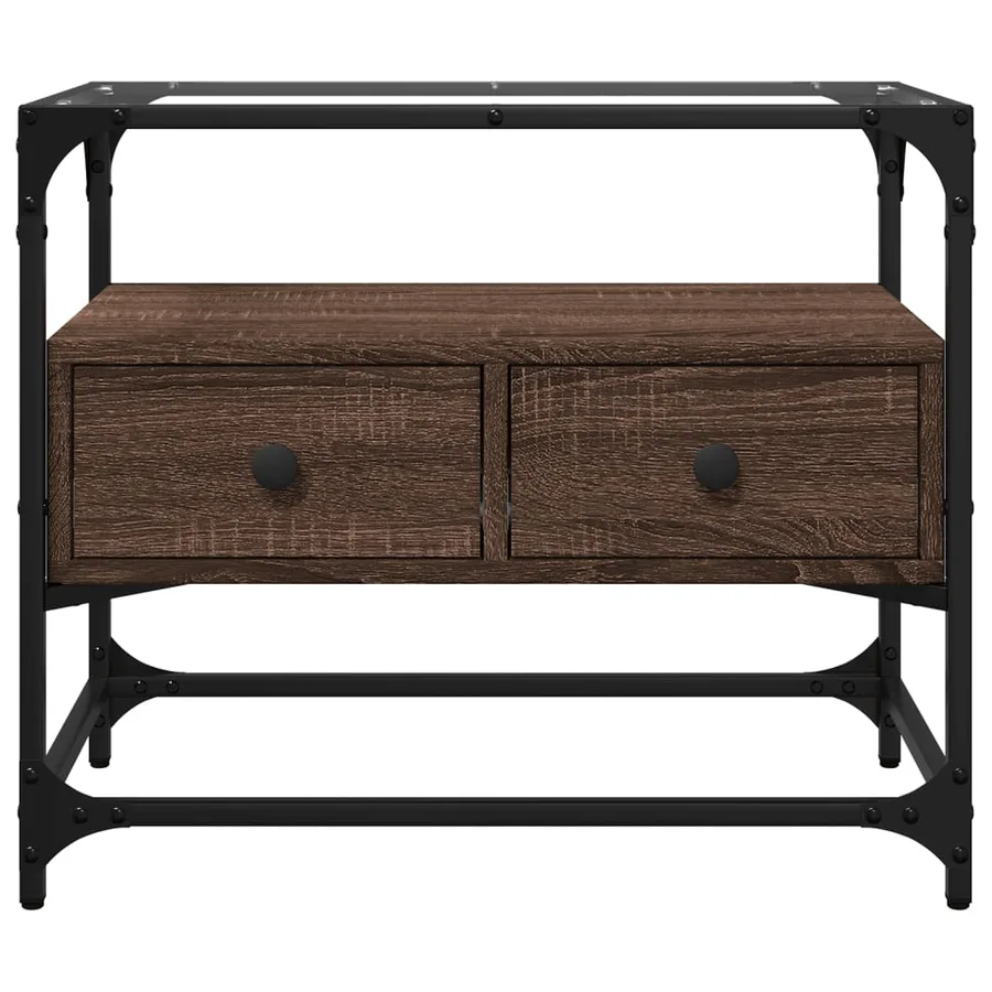 Meuble TV avec dessus en verre chêne marron bois d'ingénierie - 4
