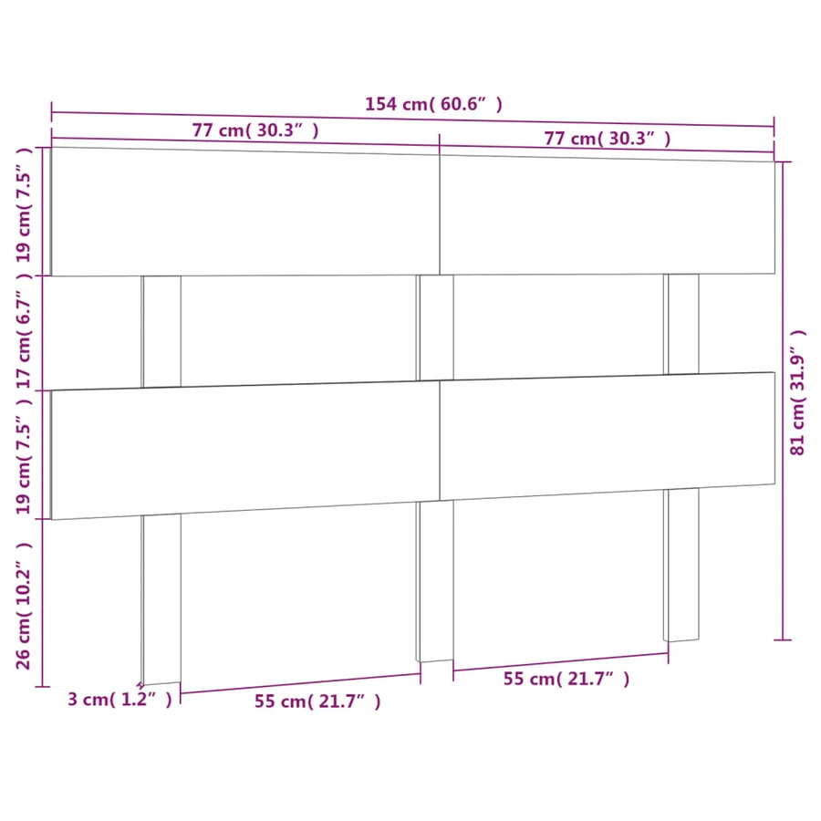 Tête de lit Gris 154x3x81 cm Bois massif de pin - 6