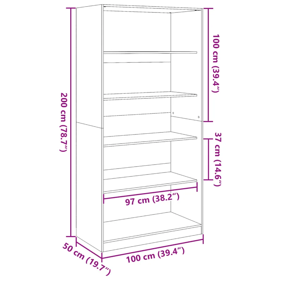 Garde-robe Blanc 100x50x200 cm Bois d'ingénierie - 9