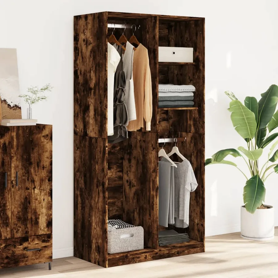 Garde-robe chêne fumé 100x50x200 cm bois d'ingénierie - 3