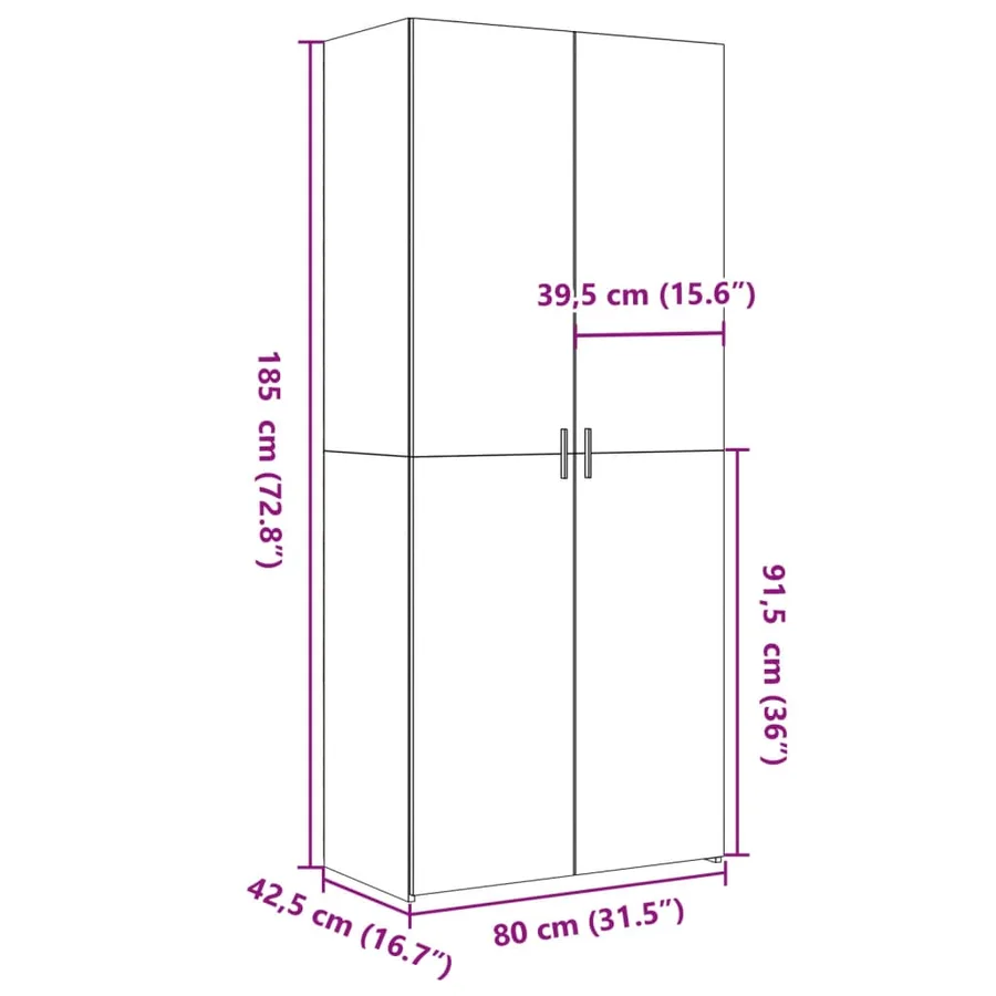 Buffet haut sonoma gris 80x42,5x185 cm bois d'ingénierie - 9