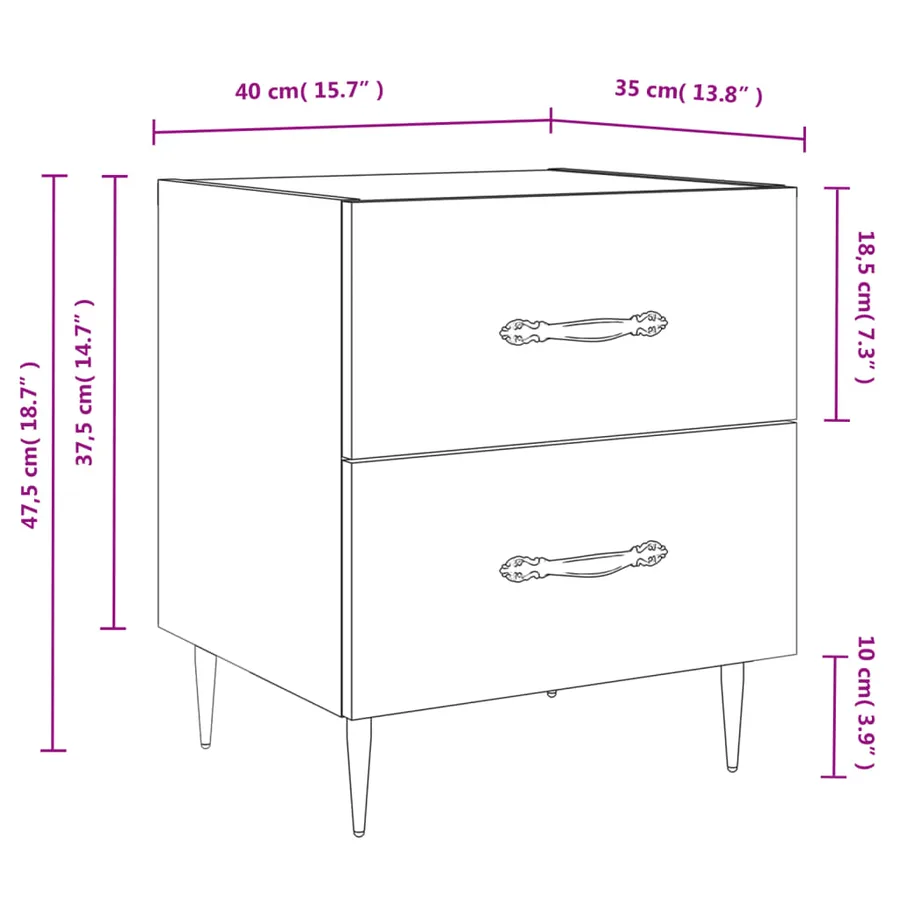 Tables de chevet 2 pcs sonoma gris 40x35x47,5 cm - 13