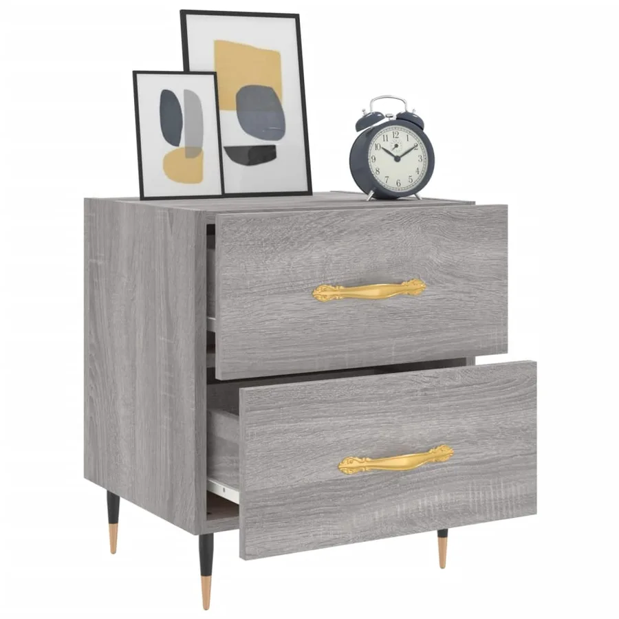 Tables de chevet 2 pcs sonoma gris 40x35x47,5 cm - 4