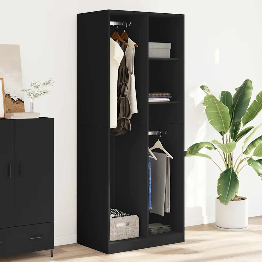 Garde-robe noir 80x50x200 cm bois d'ingénierie - 3