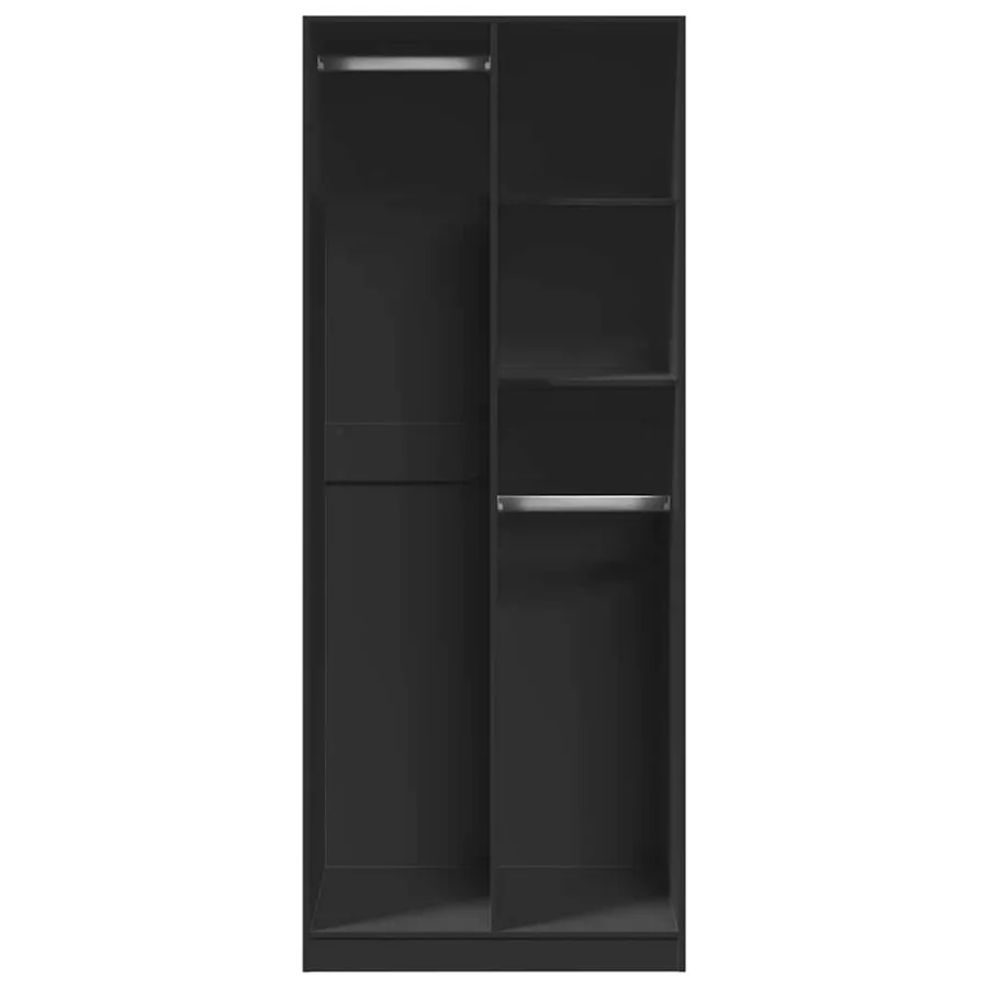 Garde-robe noir 80x50x200 cm bois d'ingénierie - 4