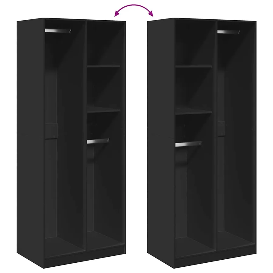 Garde-robe noir 80x50x200 cm bois d'ingénierie - 7