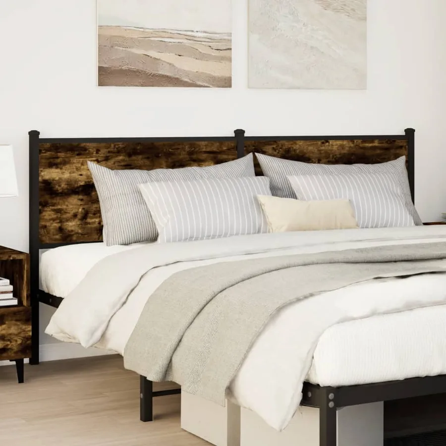 Tête de lit de remplacement chêne fumé 180 cm bois d'ingénierie et acier - 2