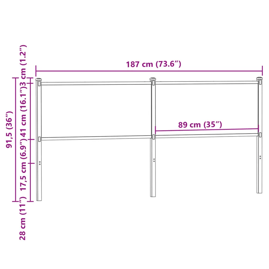 Tête de lit de remplacement chêne fumé 180 cm bois d'ingénierie et acier - 7