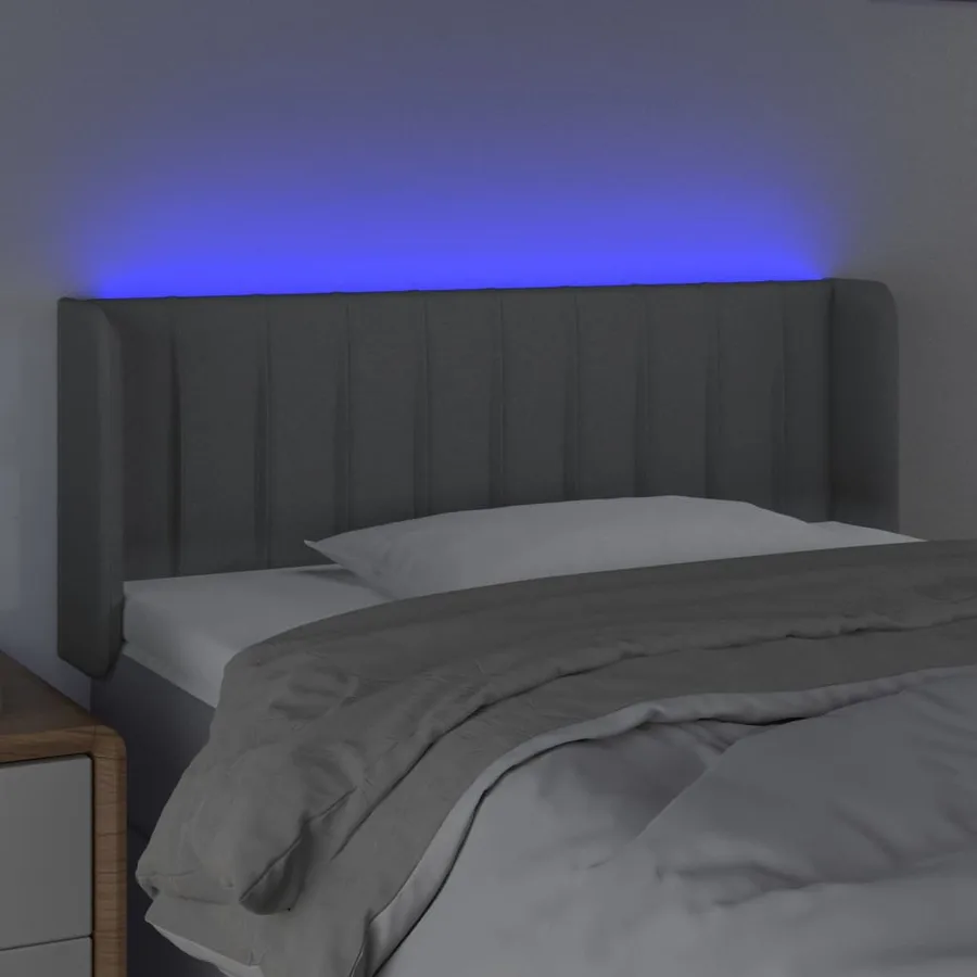 Tête de lit à LED Gris clair 83x16x78/88 cm Tissu - 4