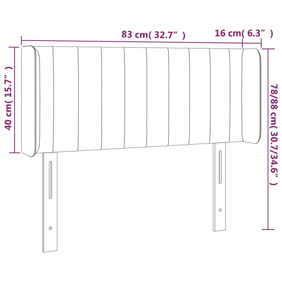 Tête de lit à LED Gris clair 83x16x78/88 cm Tissu - 6