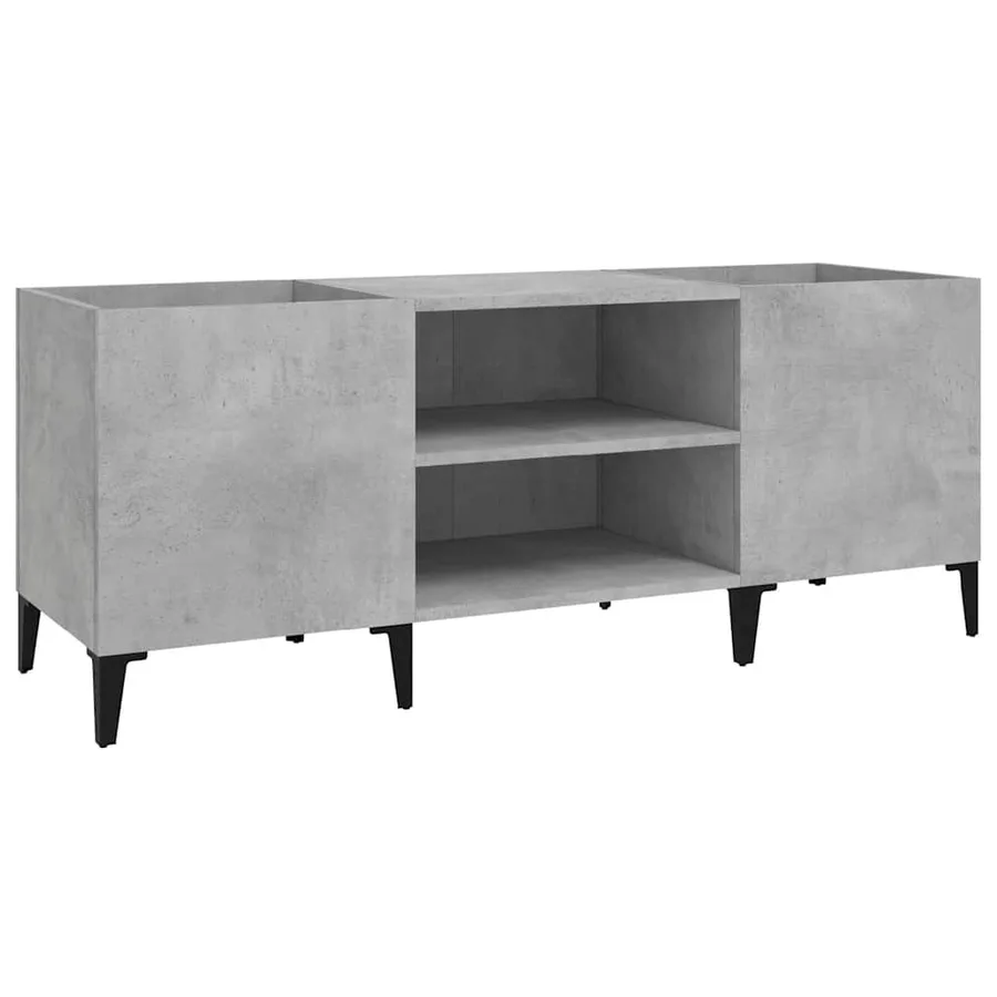 Armoire à disques gris béton 121x38x48 cm bois d'ingénierie - 2