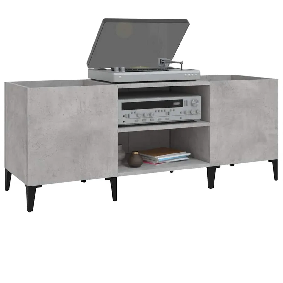 Armoire à disques gris béton 121x38x48 cm bois d'ingénierie - 4