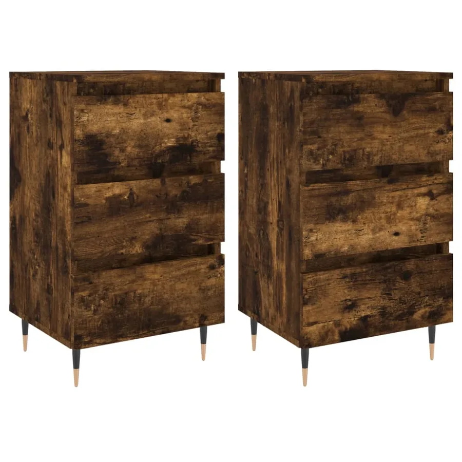 Tables de chevet 2 pcs chêne fumé 40x35x69 cm bois ingénierie - 2