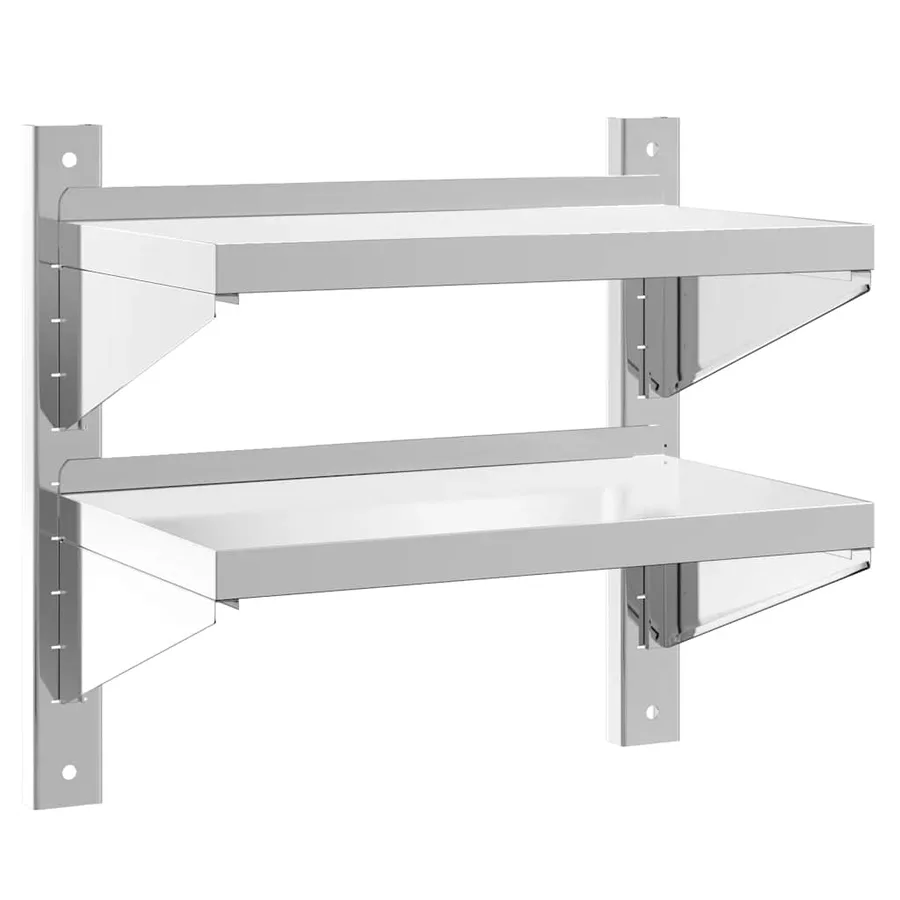 Étagère murale à 2 niveaux 50x30x48 cm argenté acier inoxydable - 2