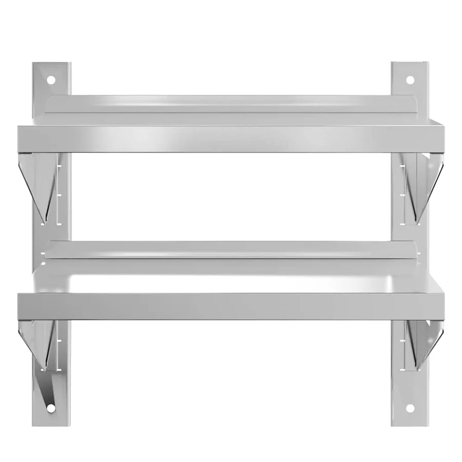 Étagère murale à 2 niveaux 50x30x48 cm argenté acier inoxydable - 5