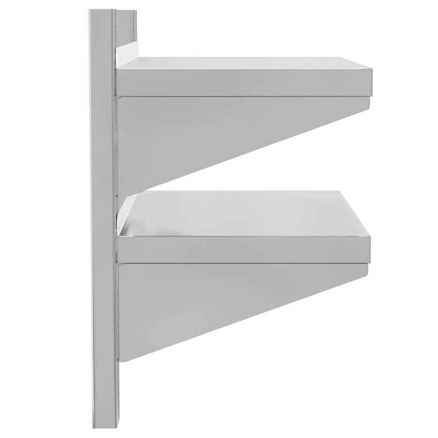 Étagère murale à 2 niveaux 50x30x48 cm argenté acier inoxydable - 6