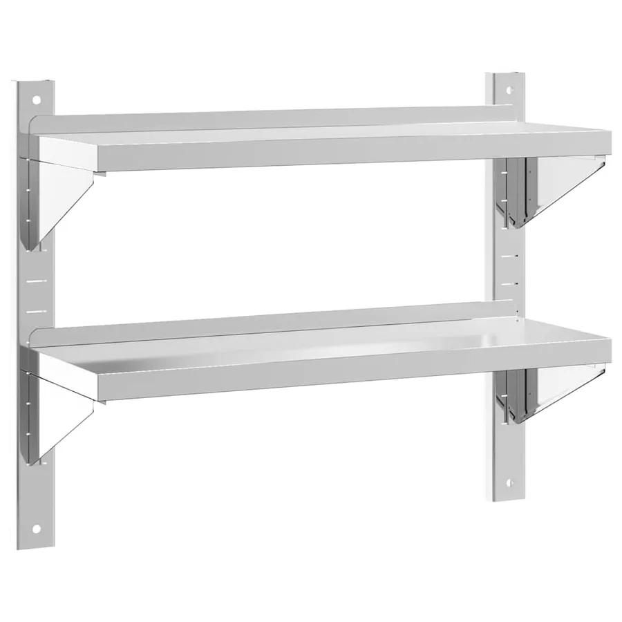 Étagère murale 2 niveaux 75x23,5x60 cm argenté acier inoxydable - 2