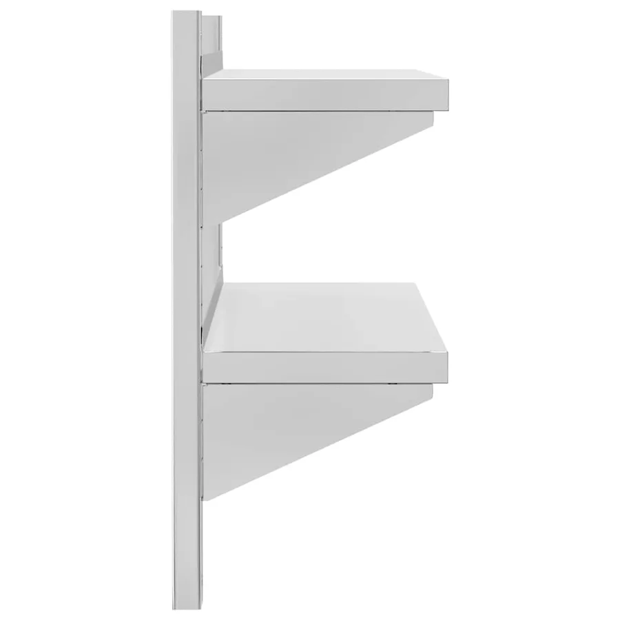 Étagère murale 2 niveaux 75x23,5x60 cm argenté acier inoxydable - 6