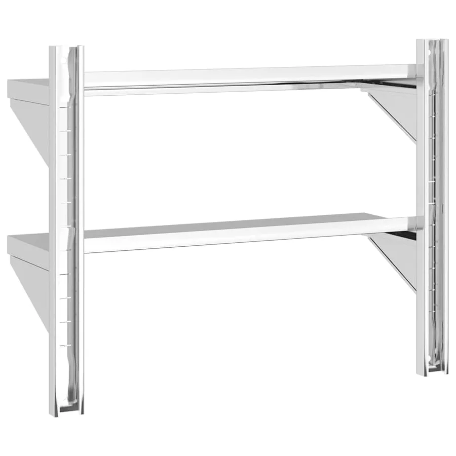 Étagère murale 2 niveaux 75x23,5x60 cm argenté acier inoxydable - 7