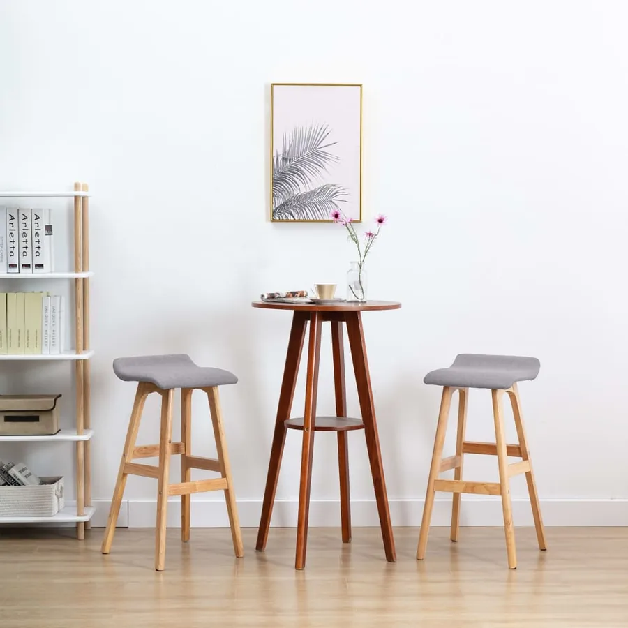 Tabourets de bar lot de 2 gris clair tissu