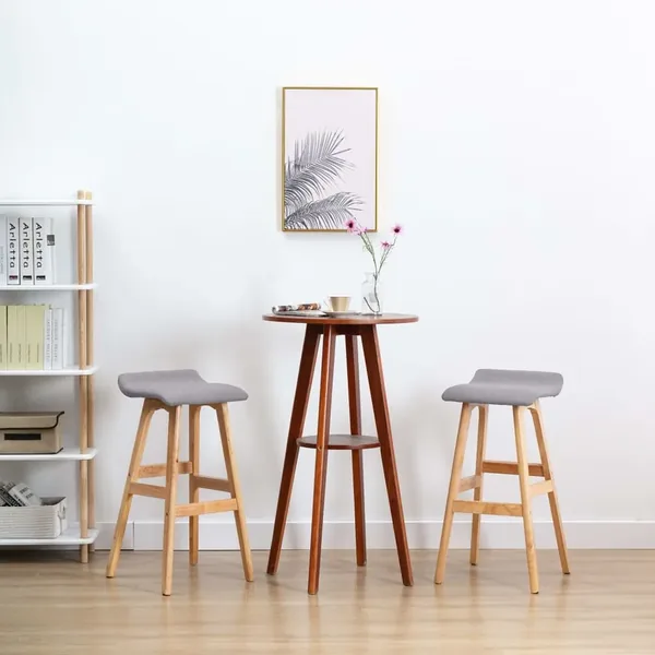 Tabourets de bar lot de 2 gris clair tissu