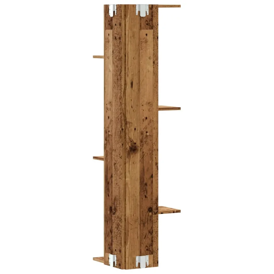 Étagère d'angle murale vieux bois bois d'ingénierie - 6