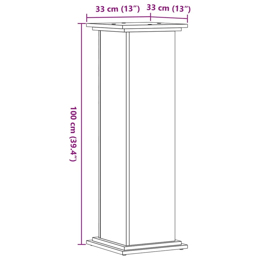 Support pour plantes vieux bois 33x33x100 cm bois d'ingénierie - 9