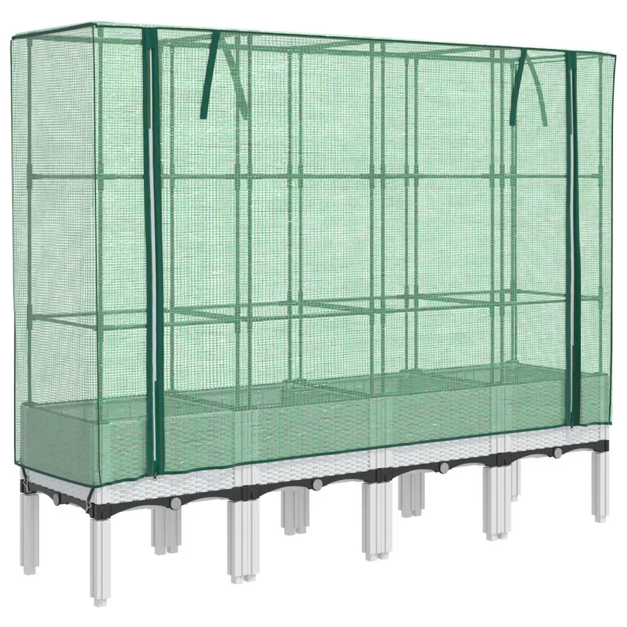 Jardinière surélevée avec housse aspect rotin 160x40x140 cm - 2