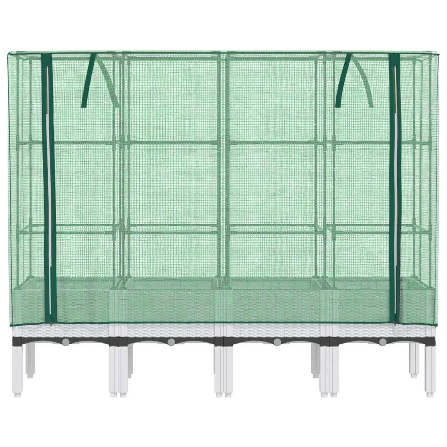 Jardinière surélevée avec housse aspect rotin 160x40x140 cm - 4
