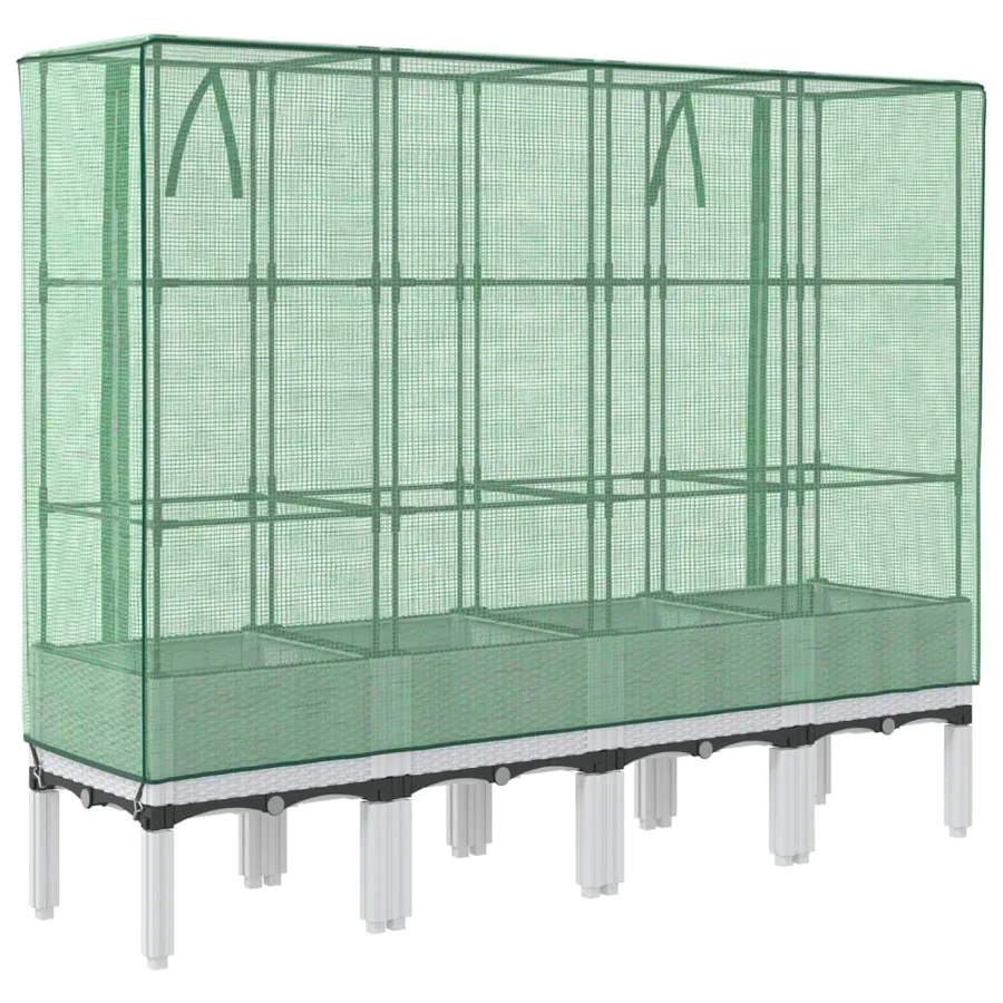 Jardinière surélevée avec housse aspect rotin 160x40x140 cm - 6