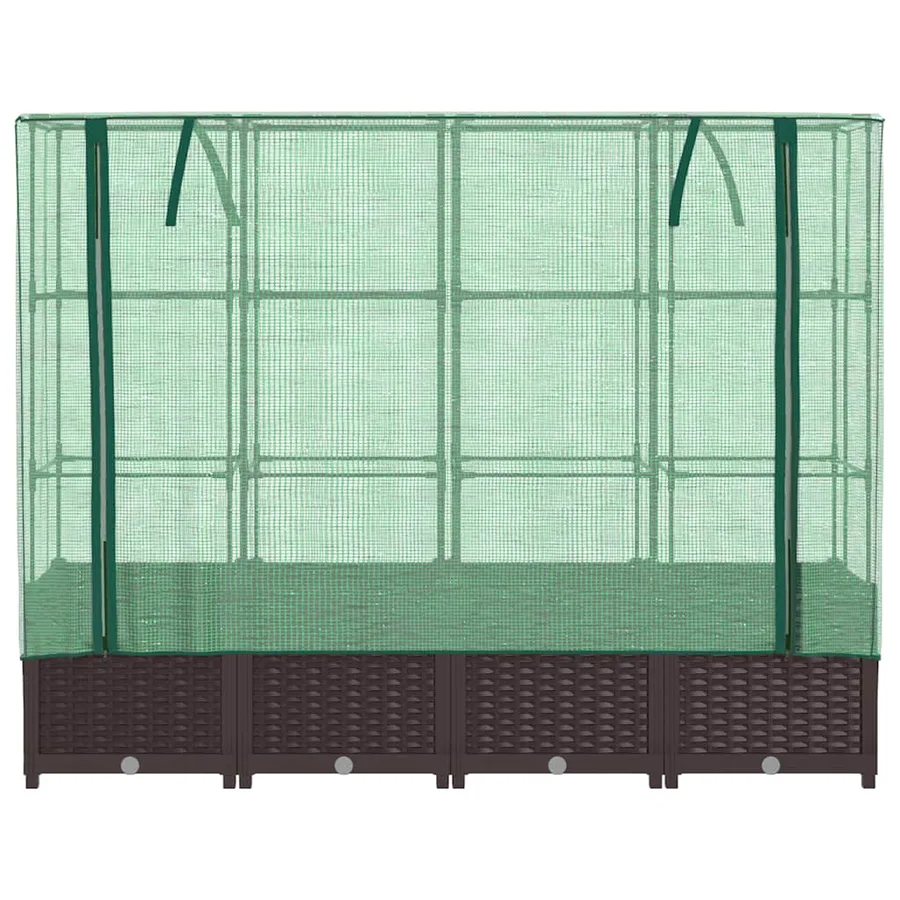 Jardinière surélevée avec housse aspect rotin 160x40x138 cm - 4
