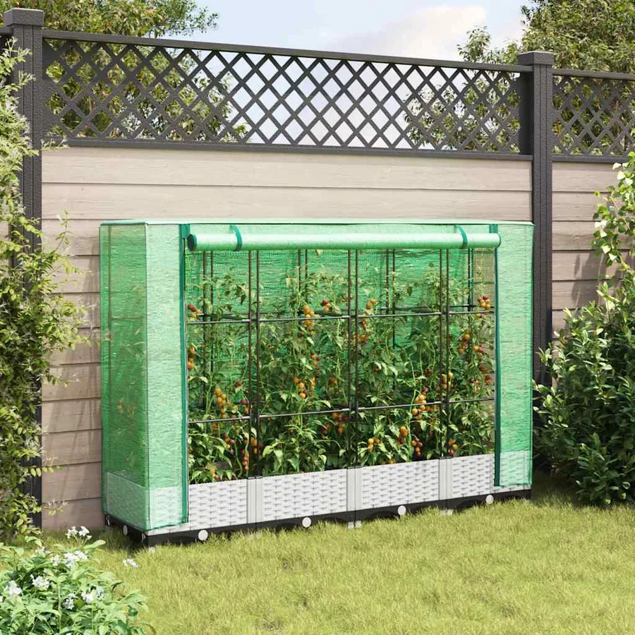 Jardinière surélevée avec housse aspect rotin 160x40x123 cm - 3