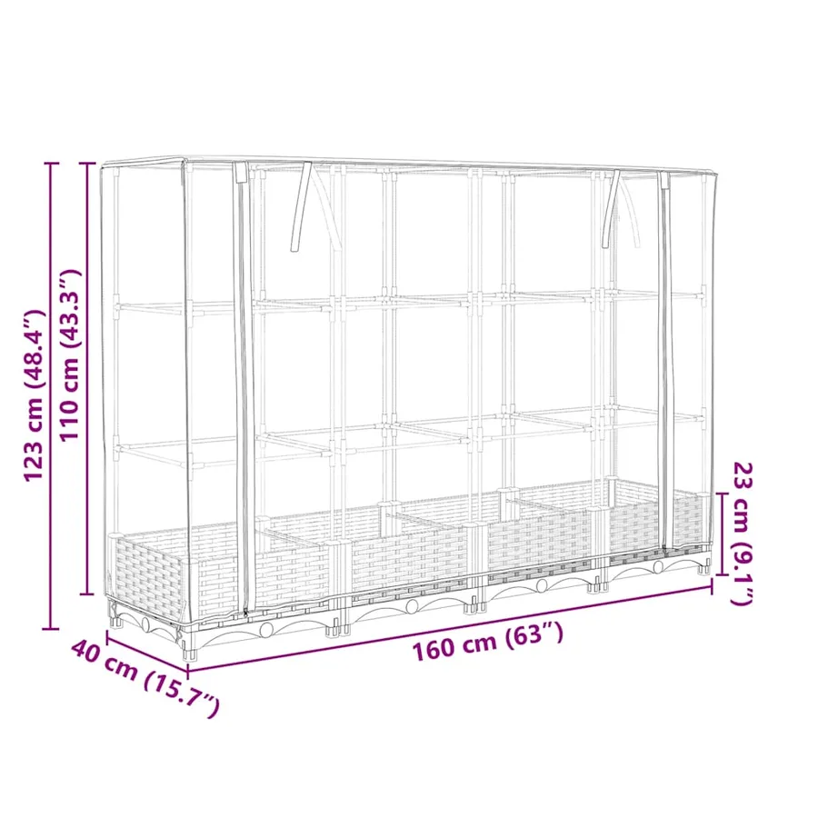 Jardinière surélevée avec housse aspect rotin 160x40x123 cm - 9