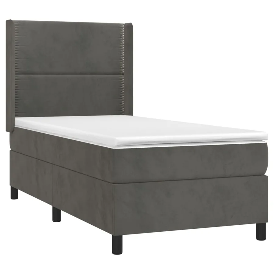 Sommier à lattes de lit matelas LED Gris foncé 90x190cm Velours - 4
