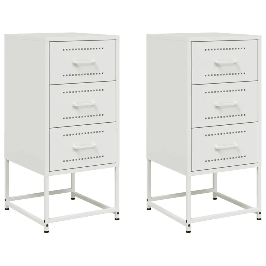 Tables de chevet 2 pcs blanc 36x39x78 cm acier - 2