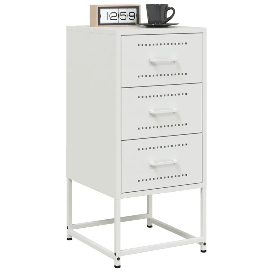 Tables de chevet 2 pcs blanc 36x39x78 cm acier - 3