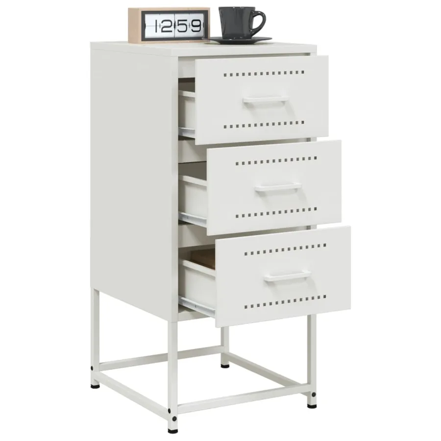 Tables de chevet 2 pcs blanc 36x39x78 cm acier - 4