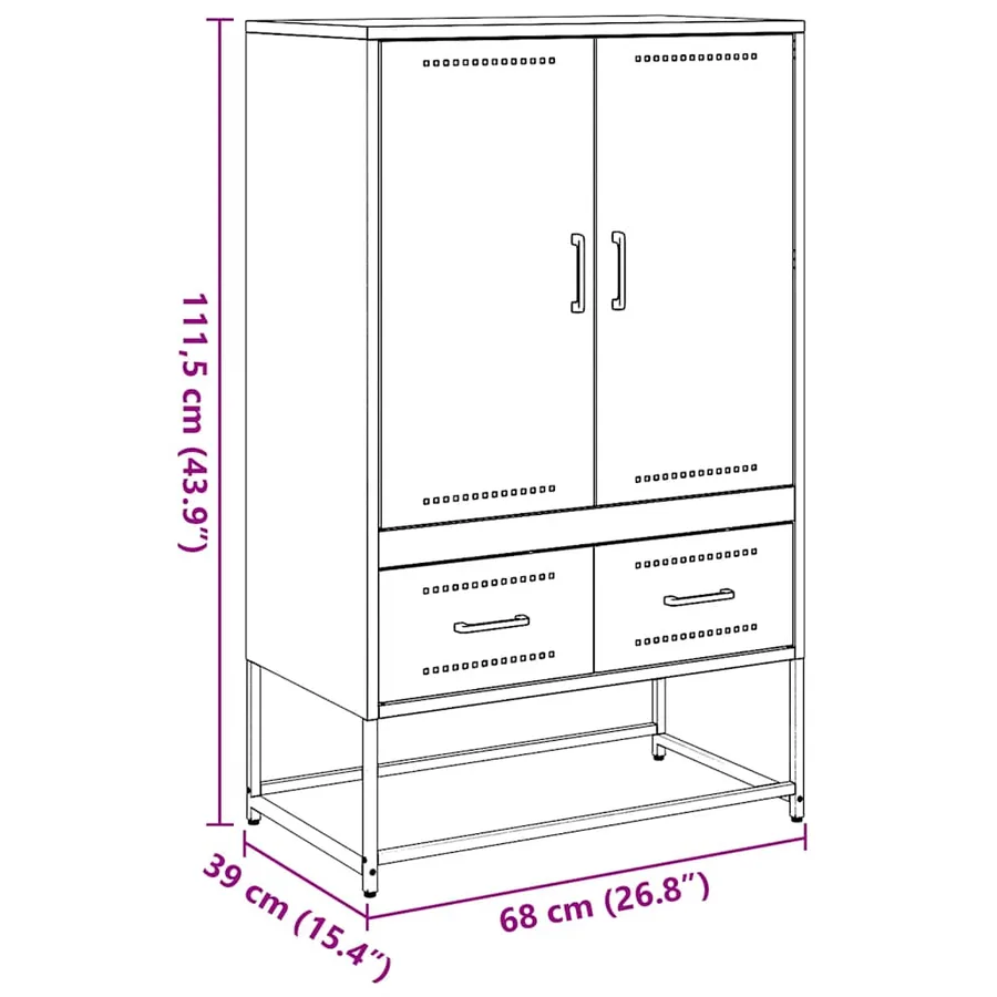 Buffet haut anthracite 68x39x111,5 cm acier - 11