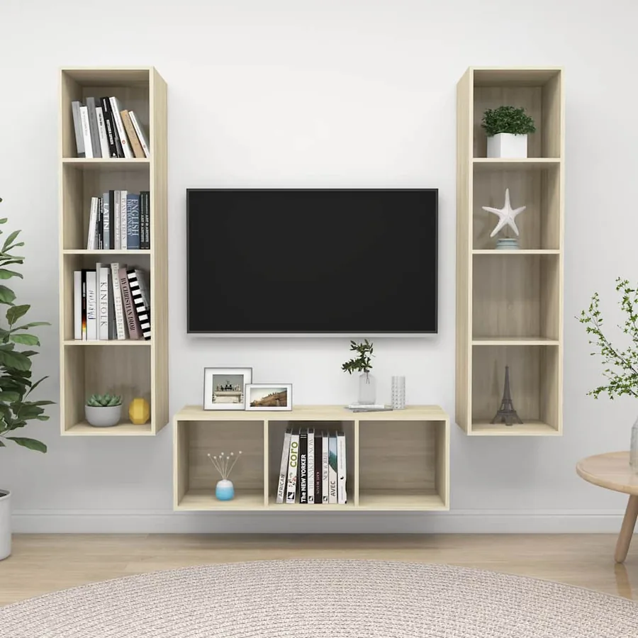 Ensemble de meubles TV 3 pcs Chêne sonoma Bois d'ingénierie